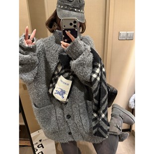 FILLE｜排扣毛圈大开衫 韩系复古氛围松弛感慵懒针织毛衣保暖外套