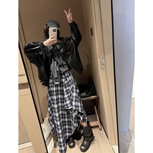 FILLE｜不规则格子裙 气质复古学院艺术解构风高腰a字度假半身裙