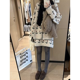 FILLE｜樱桃开衫 甜美复古提花松弛氛围感针织两件套秋冬 中裙套装