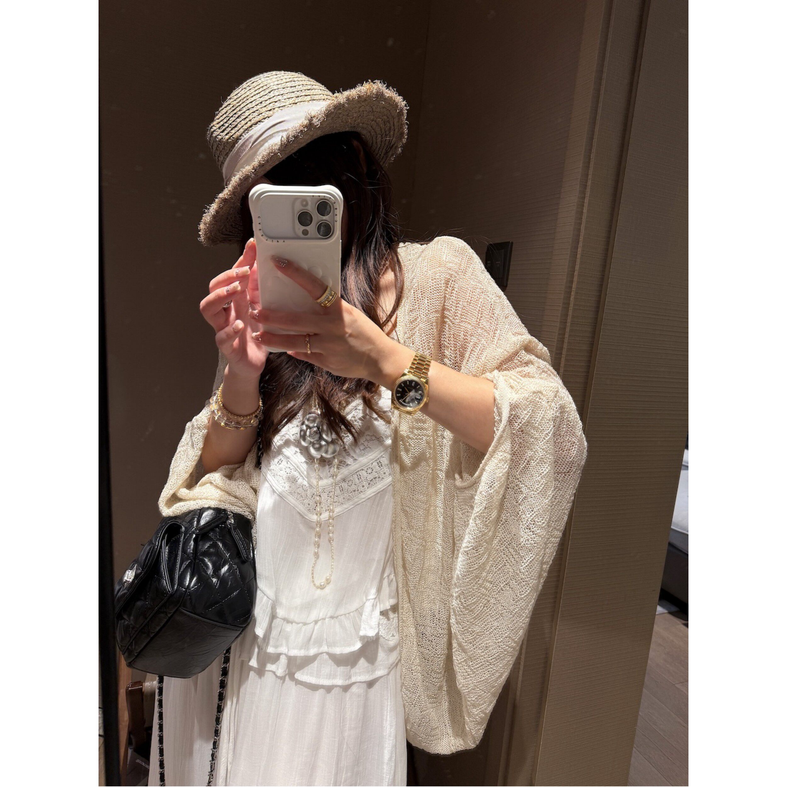 FILLE｜蝙蝠袖防晒开衫 度假风波西米亚宽松镂空针织披肩外套上衣