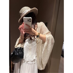 FILLE｜蝙蝠袖防晒开衫 度假风波西米亚宽松镂空针织披肩外套上衣
