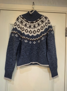 MADEINAM Premium柔暖M.OR0羊绒羊毛_复古慵懒蓝调费尔岛高领毛衣