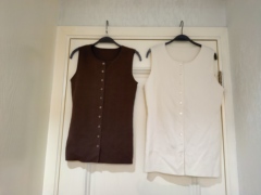 MADEINAM 柔弹品质棉混纺_简约单排扣无袖修身显瘦针织开衫背心