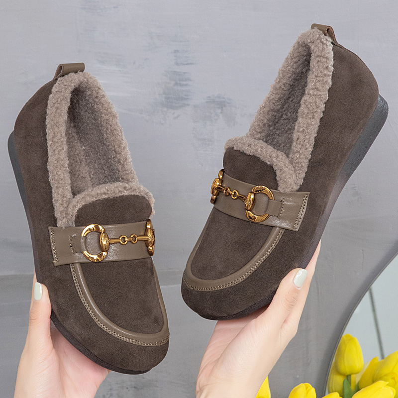 雪地棉鞋女平跟软底百搭