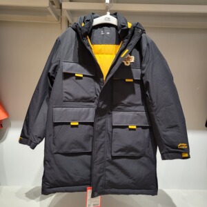 李宁童装23年冬季新品中长羽绒服冬宽松加厚保暖休闲运动工装外套