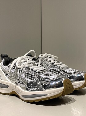 【吴世勋同款】银色轻便软底老爹鞋女2026夏季新款厚底增高运动鞋