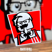 魅影车贴 创意摩托电动车油箱盖划痕防水贴 积木炸鸡老人反光贴纸