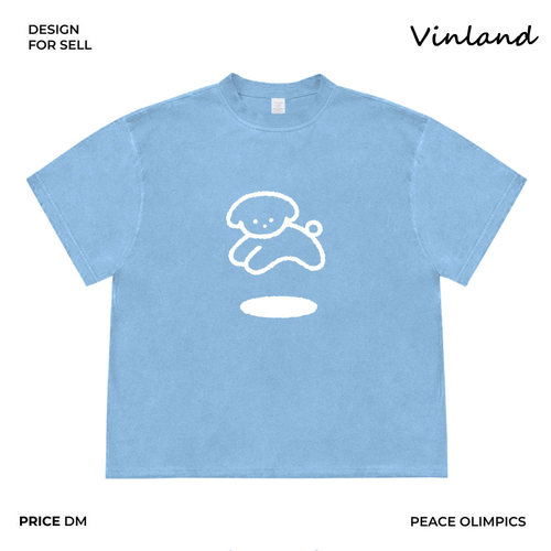 Vinland文蘭! 重磅纯棉 线条汪汪2025夏圆领短袖T恤可爱原创设计