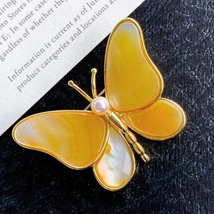 天然淡水ak珍珠胸针5mm圆形无暇珍珠金贝蝴蝶胸针精致秀气好划算
