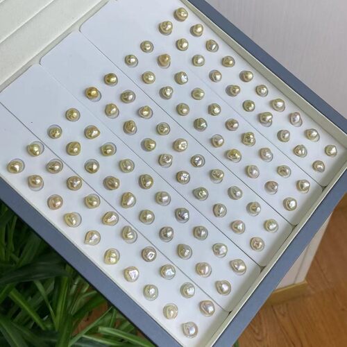 海水keshi金珍珠裸珠8*9mm天然金