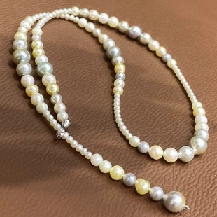 强光2-8mm海水珍珠毛衣链混彩58cm长款颈链脖链百搭秋冬款高性价