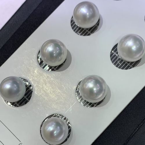 海水澳白珍珠颗粒正圆1对