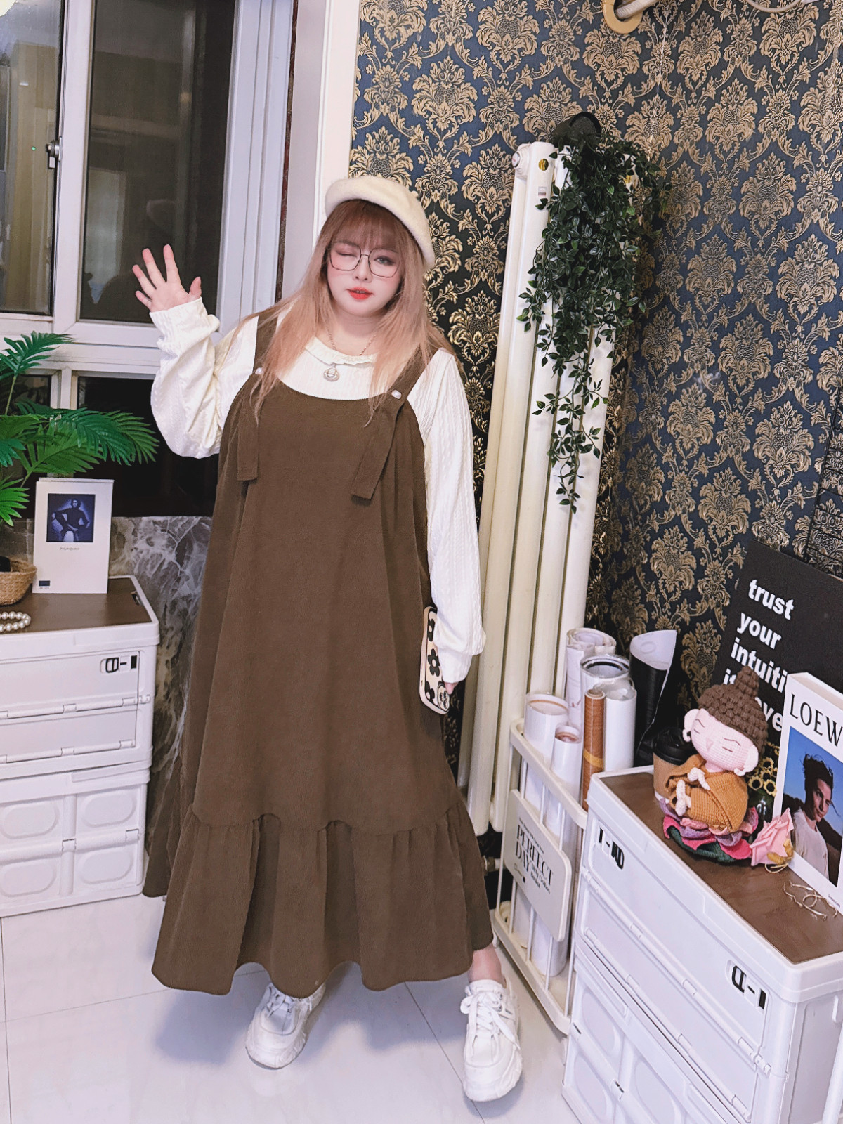 300斤遮肉外搭背带裙减龄显瘦温柔美拉德色长裙hello胖妞大码女装,女装/女士精品,大码连衣裙,淘宝优惠券,粉丝福利购,淘宝优惠卷