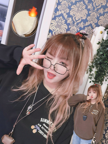 韩版圆领保暖加绒卫衣特大码女装