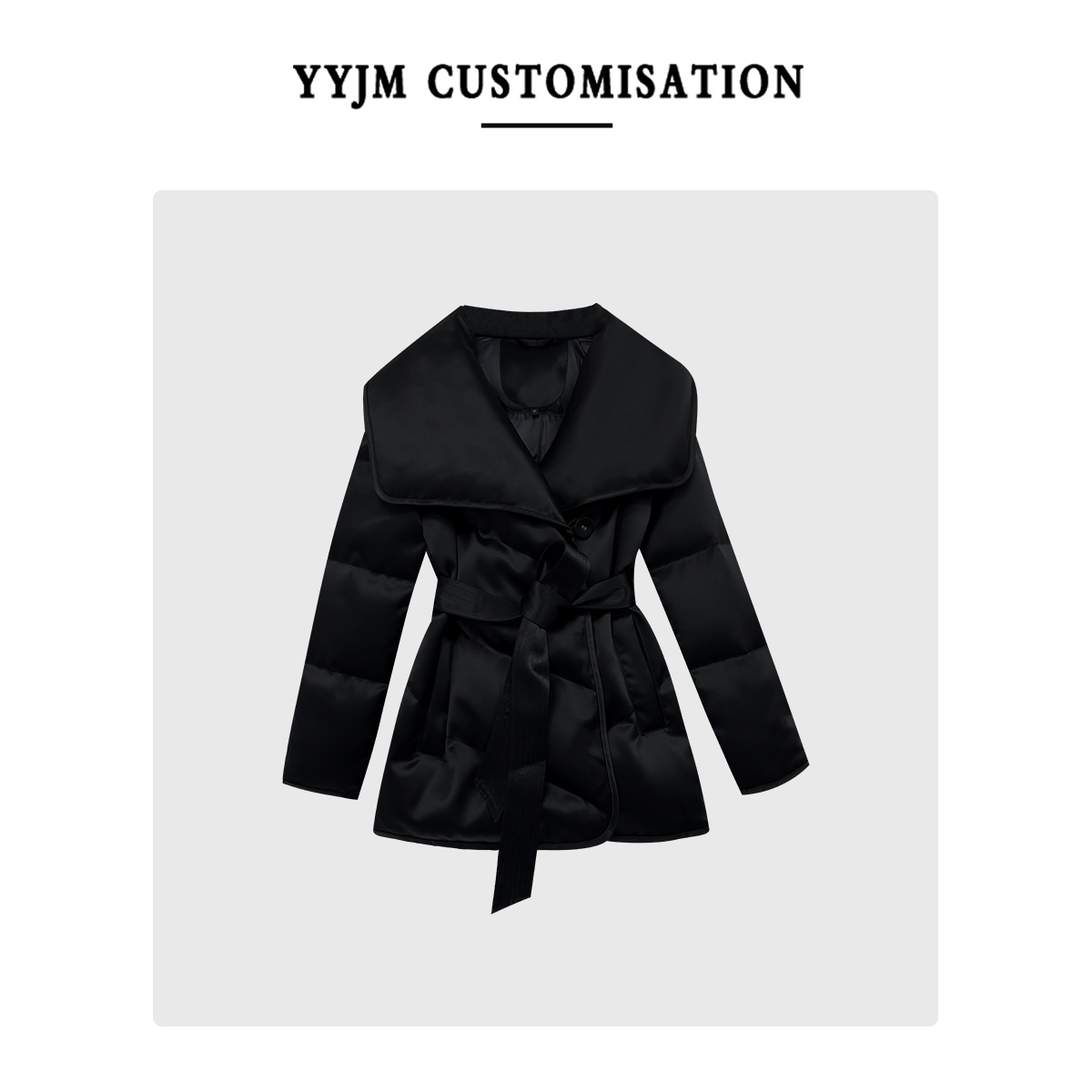 高端醋酸鹅绒服 简约大方贵气复古大翻领收腰保暖抗冻小个子外套