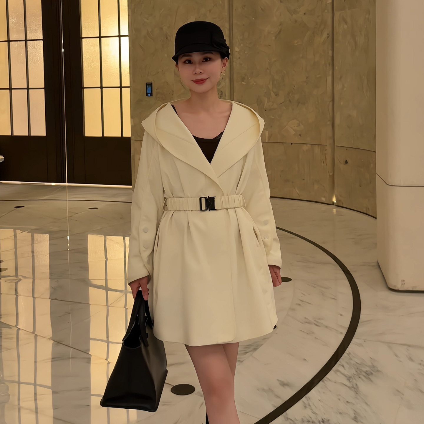 慵懒风连帽风衣女中长款收腰显瘦束腰气质减龄外套2026秋季新款