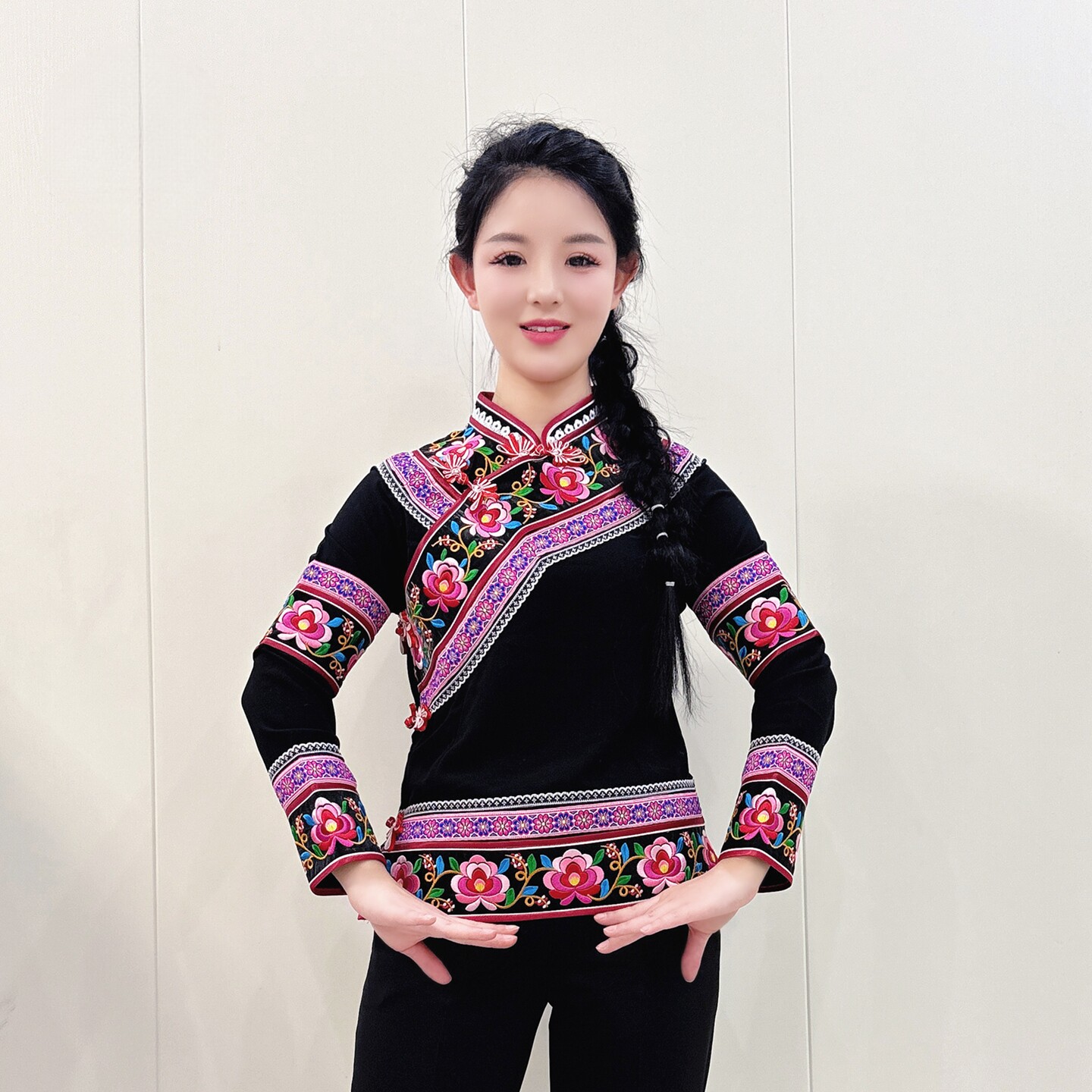 麦穗袖子双花单衣麦穗花女裤套装图片