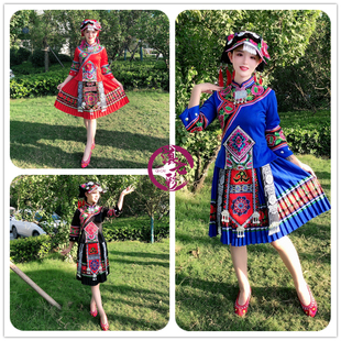 精品绣花民族服饰三飘带短裙款套装盛装大摆裙壮族侗族服装滇七彩