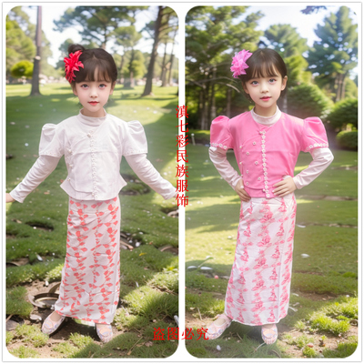 2026新款泡泡短袖花裙子傣族女童装西双版纳傣族女装改良版四色