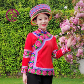 上衣民族生活服饰 长袖 女单衣精美绣花褂子 套装 精品峨山彝族女装