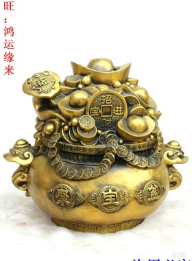 铜聚宝盆存钱罐金钱聚宝盆存钱罐储蓄罐装饰工艺开业礼品桌面