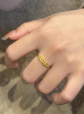 金色招财黄铜钱戒指新中式复古五帝币钱币小金币指环聚财玄学戒指