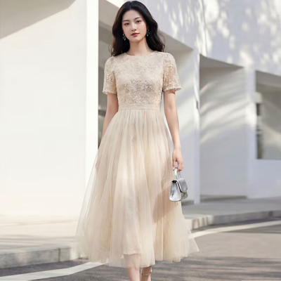 巨好看的裙子高级感法式网纱长裙