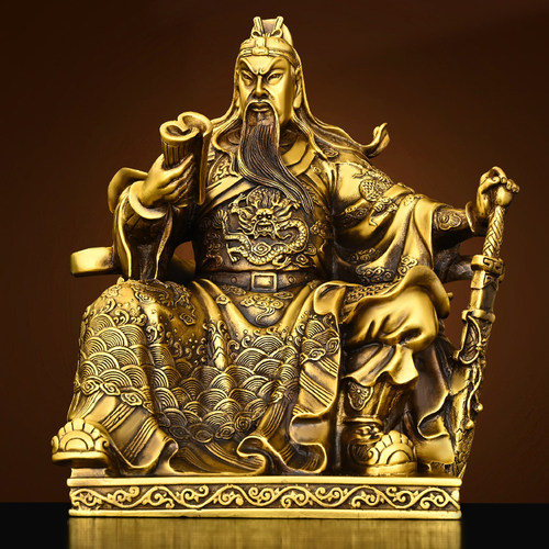 铜关羽关二爷像坐像看书关公春秋关公摆件客厅铜像开业礼品大号纯