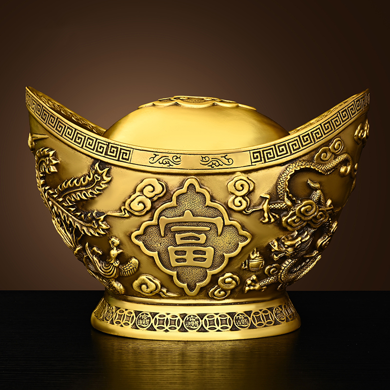 黄铜元宝摆件存钱罐中式客厅礼品