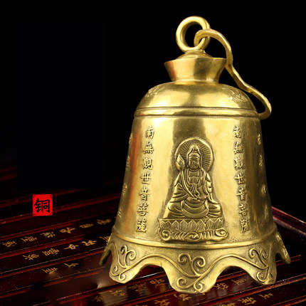 黄铜般若佛心经观音祖龙凤铜钟风铃佛钟平安铃铛挂件寺庙铜钟