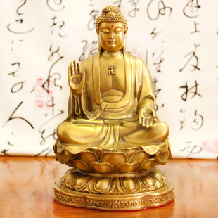 黄铜大日如来天坛佛像摆件工艺品铜像生肖羊本命佛家居客厅纯