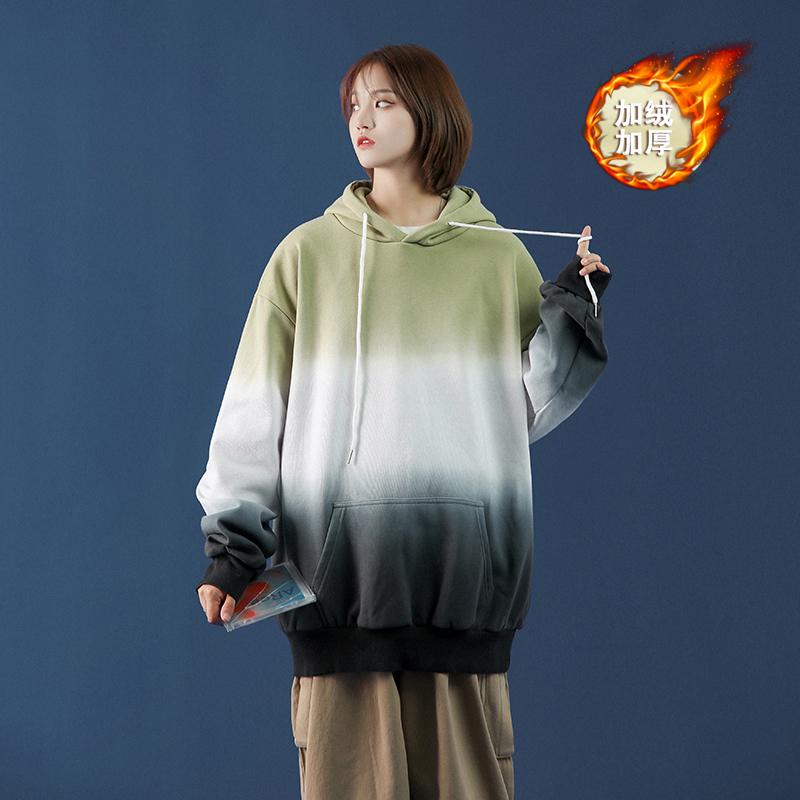 中性风复合绒渐变扎染全棉高品质连帽卫衣703-W178/加绒W178J，男装卫衣，星座703