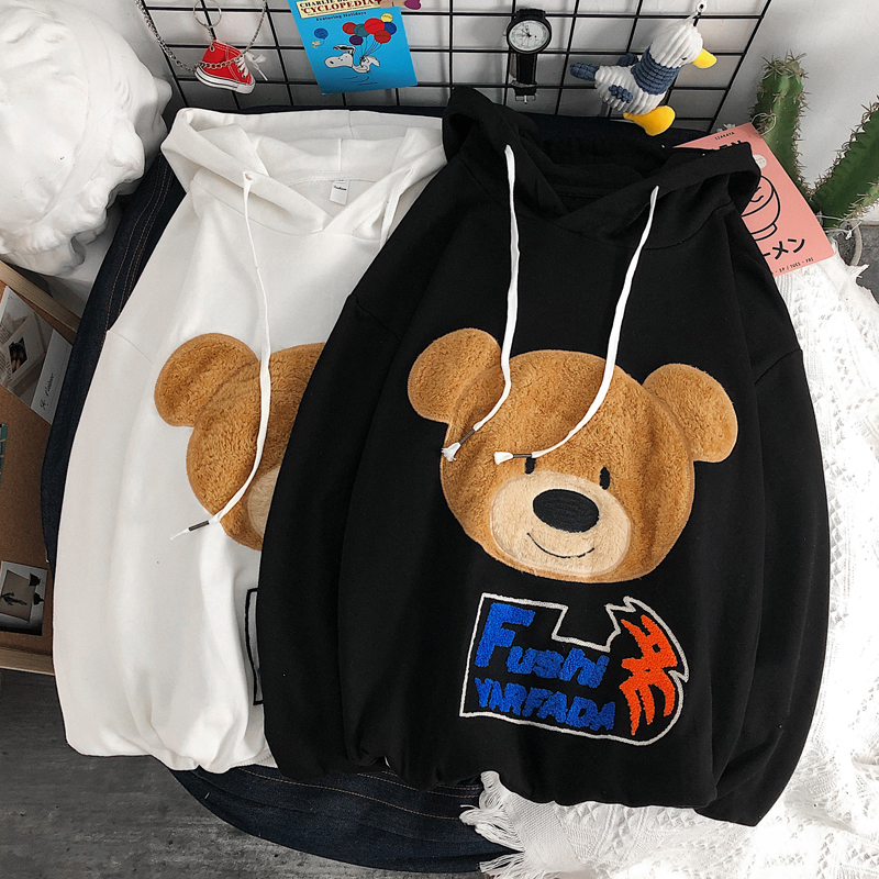 Spring towel embroidered Plush Bear embroidered student sweater Pullover