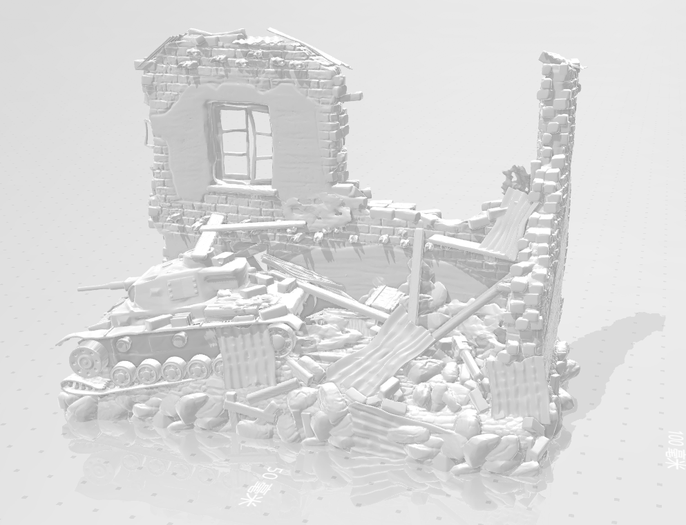 坦克废墟场景树脂场景模型