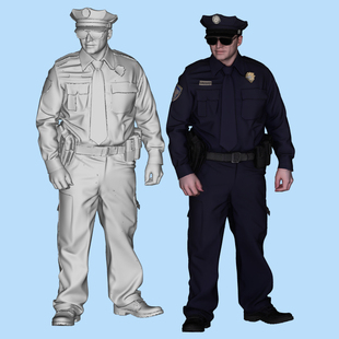 美国警察巡警Nano Banana Grok Tripo3d AI Meshy图片生成3D打印