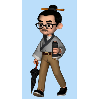 Nano Banana Tripo3d AI图生3D打印国风诗圣杜甫上班手办模型图纸