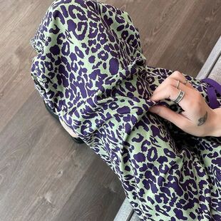 宽松休闲显瘦印花家居遛弯裤 韩系豹纹慵懒风云朵棉睡裤 外穿裤 四季