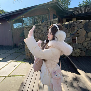 韩女封神连帽真狐狸毛领90白鸭绒收腰显瘦羽绒服女2025冬新款外套