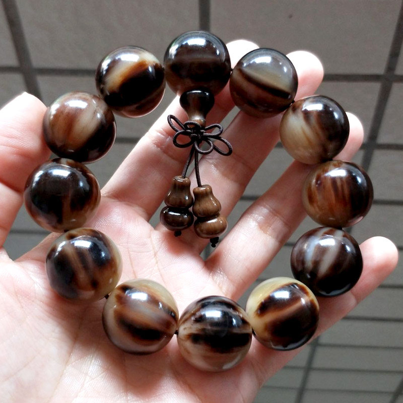 保真天然牦牛角手串男西藏情侣佛珠女护身民族风转运手链生日礼品