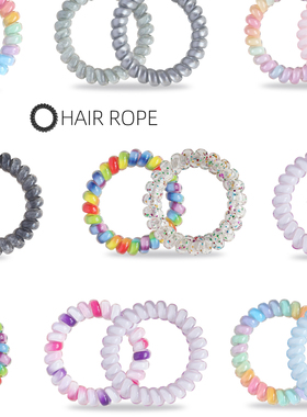 高级韩版电话线发圈发绳女无痕电话绳TT圈舒适弹力高马尾M码发饰