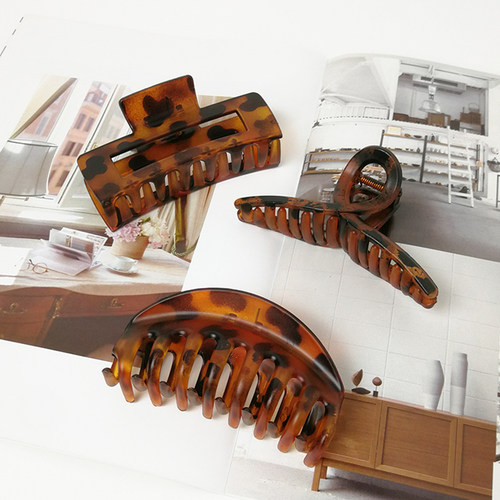 焦糖色发抓日韩豹纹网红夹子