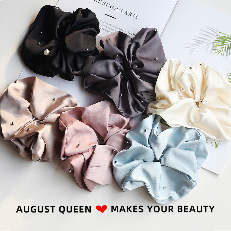 珍珠缎面大肠发圈超大2025新款扎马尾头绳女高级感丸子头韩系发绳