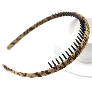 韩国布艺发饰甜美豹纹防滑细头箍韩版 宽边带齿发箍发卡刘海梳饰品