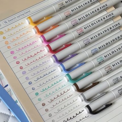 日本ZEBRA斑马WYT9极细双头荧光笔柔和色学生用标记书写笔手帐笔