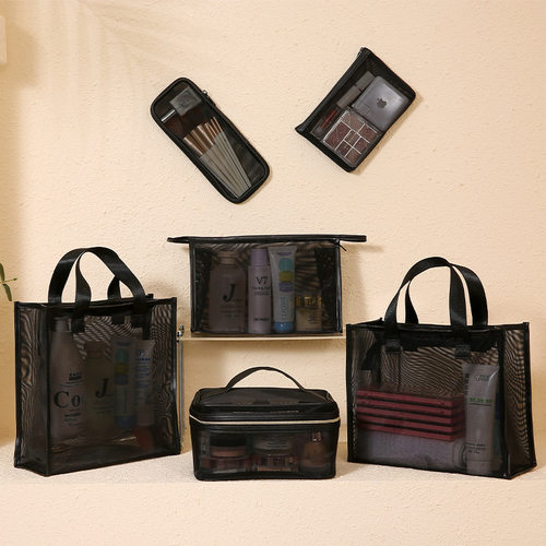 新款简约韩版网纱化妆包口红气垫内胆包大容量便携旅行随身收