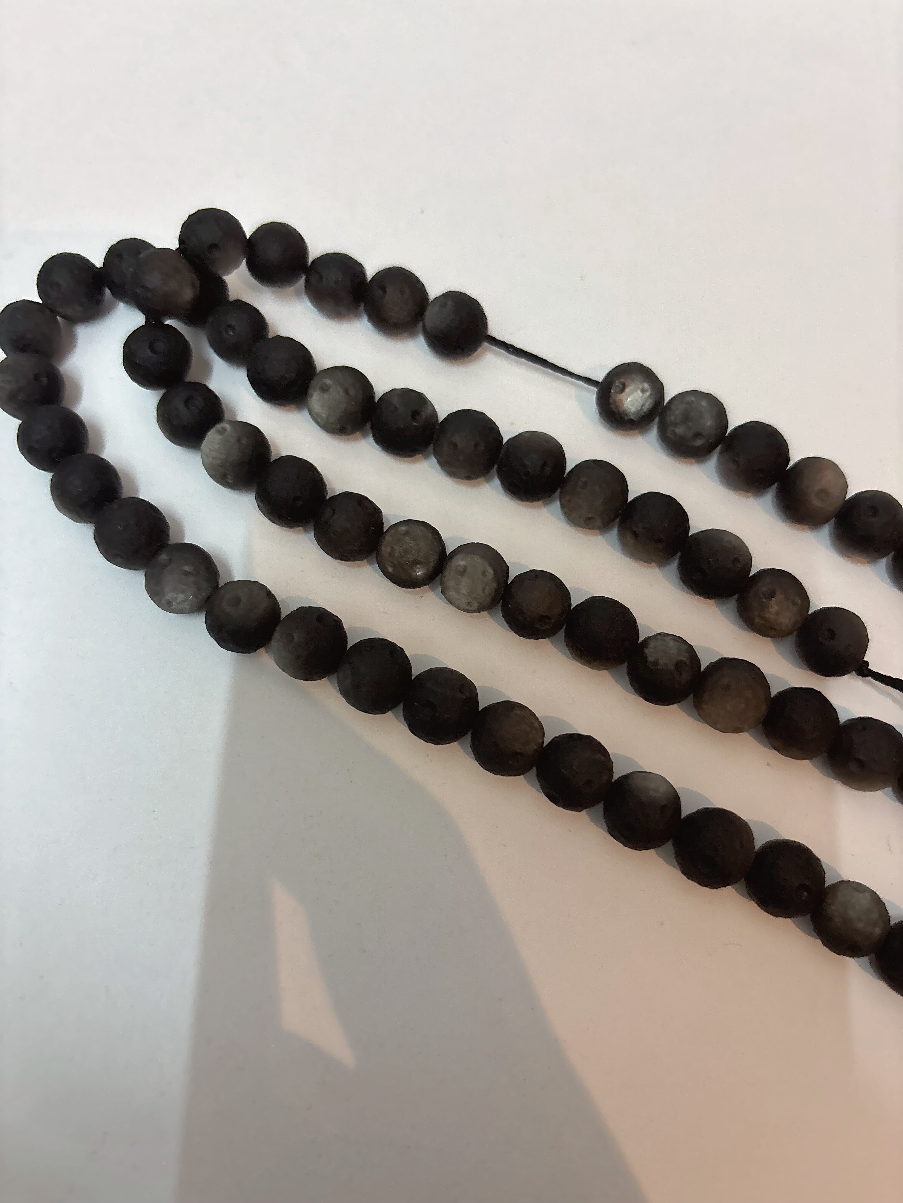 天然陨石银曜石圆珠9mm散珠手链项链diy手作饰品配件珠宝半成品