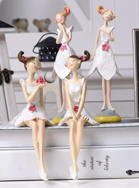 唯美桌面摆件 白衣天使坐款花仙子少女树脂娃娃 工艺礼品家居装饰