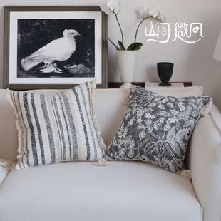 侘寂风自然风抱枕中古风沙发靠包靠枕高级感客厅沙发靠垫腰枕灰色