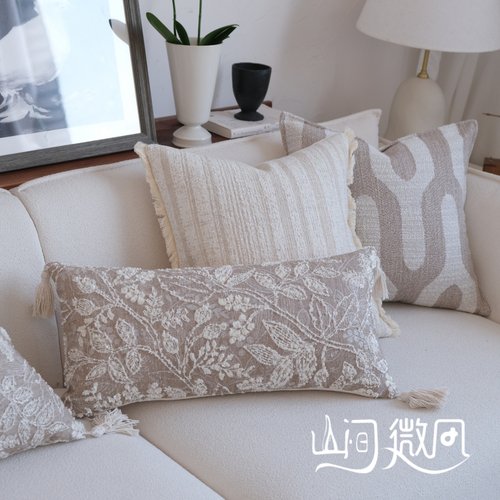 中古奶油风侘寂风自然风抱枕咖色靠包靠枕高级感客厅沙发靠垫腰枕