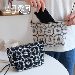 精致刺绣棉麻斜跨式手机包袋高级感小巧轻便夏旅行护照背带证件包